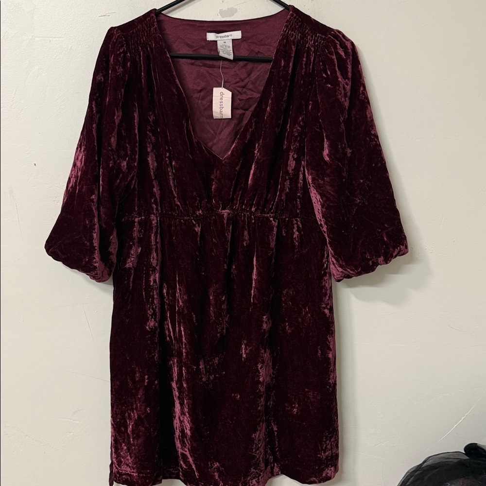 Dress Barn Velvet Mini Dress in Deep Burgundy 90’s